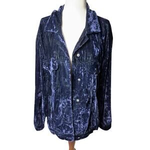 Kyla Seo Ari Velvet Shirt Shacket Womens Small Blue Whimsigoth Witchy Button up